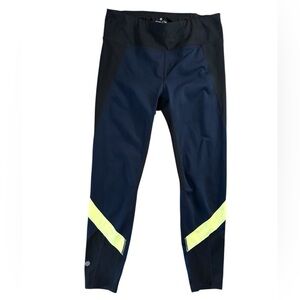 Athleta Colorblock Sonar 7/8 Tight Leggings Black Navy Womens Size Medium Sporty
